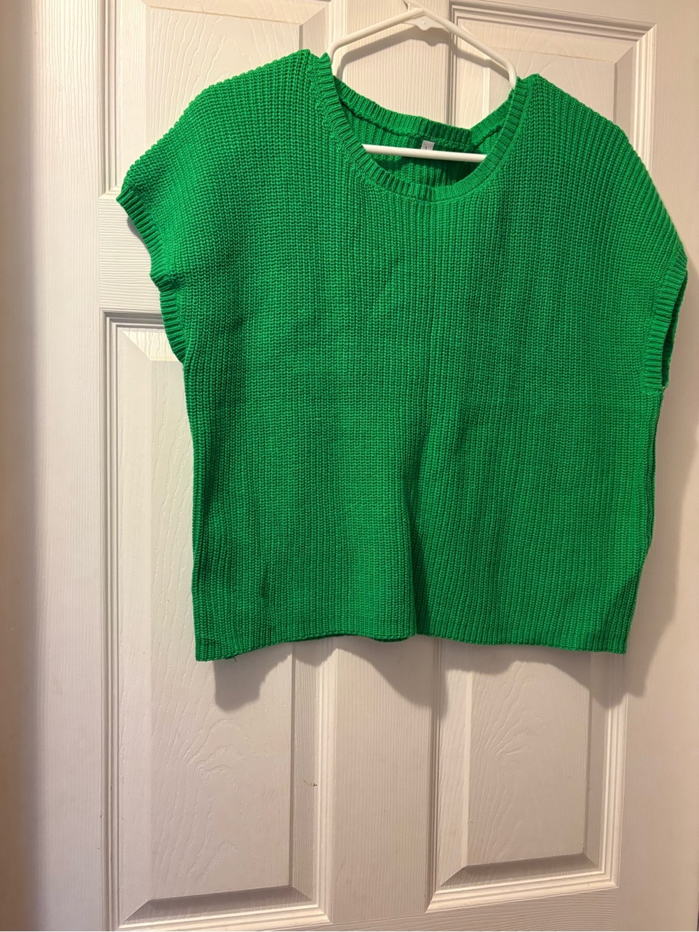 Green Knit Cap Sleeve Sweater Top